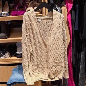 Eleventy Women’s Cream Cable Knit Button-Front Cardigan Sweater